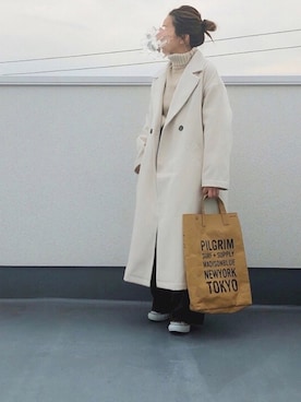 「moment+」｜「アイテム（チェスターコート）」を使った、chanpekoさん（レディース・153cm）の秋コーディネート