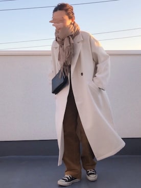 「moment+」｜「アイテム（チェスターコート）」を使った、chanpekoさん（レディース・153cm）の秋コーディネート
