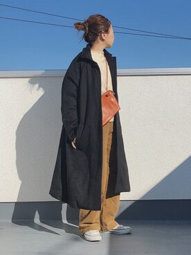 「Libra Cue（リブラ キュー）のアイテム（ステンカラーコート）」を使った、chanpekoさん（レディース・153cm）の冬コーディネート
