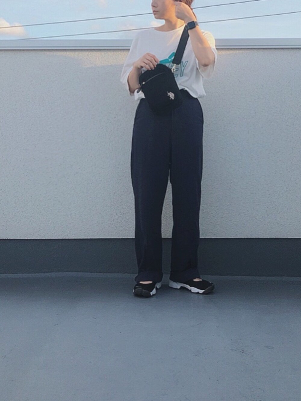 「シンプルコーデ、カジュアルコーデ、オトナ女子、おしゃれさんと繋がりたい」｜「U.S. POLO ASSN.の【U.S. POLO ASSN.】 ユーエスポロアッスン コーデュロイ クロスボディショルダーバッグ　US2563（ショルダーバッグ、ブラック系）」を使った、chanpekoさん（レディース・153cm）の秋コーディネートの1枚目の写真