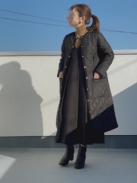 ARKLEY LONG/アークリー ロング ノーカラー キルティング コート