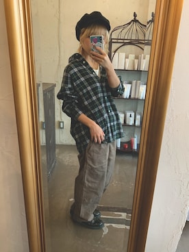 「アイテム（タンクトップ）」を使った、マナさん（レディース・153cm）の秋コーディネート