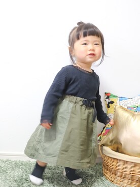 「アイテム（スカート）」を使った、こつんさん（キッズ・80cm）の春コーディネート