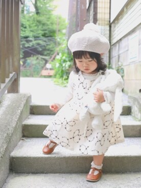 「1歳3ヶ月」｜「アイテム（ハンチング/ベレー帽）」を使った、こつんさん（キッズ・80cm）の夏コーディネート
