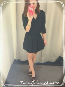 MERCURYDUO | シャツタイプのブラックワンピース。少し秋が近づいてきてるので。。(ワンピース)