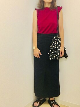 「select MOCA（セレクトモカ）のハイウエストロング丈ペンシルスカート（スカート）」を使った、はなさん（レディース・156cm）の夏コーディネート