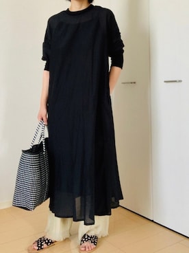 「CANAL JEAN（キャナルジーン）のfrom Lagoon(フロムラグーン) クロスレザーサンダル（サンダル）」を使った、はなさん（レディース・156cm）の夏コーディネート
