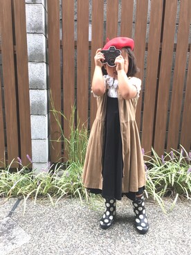 「長靴」｜「アイテム（ハンチング/ベレー帽）」を使った、sandsさん（キッズ・110cm）の秋コーディネート