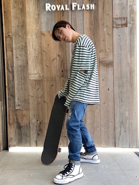 「HBNS（ハバノス）のアイテム（パンツ）」を使った、ゆうきさん（メンズ・174cm）の春コーディネート