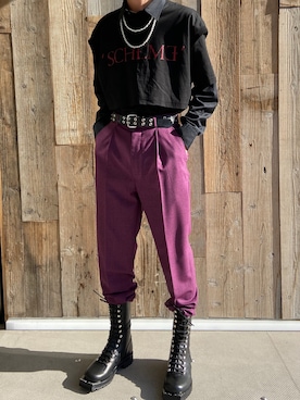 「JOHN LAWRENCE SULLIVAN（ジョンローレンスサリバン）のアイテム（ブーツ）」を使った、ゆうきさん（メンズ・174cm）の春コーディネート