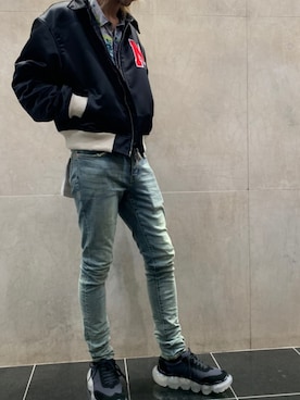 「PURPLE（パープル）のアイテム」を使った、ゆうきさん（メンズ・174cm）の秋コーディネート