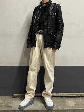 「ロイヤルフラッシュ」｜「アイテム（ライダースジャケット）」を使った、ゆうきさん（メンズ・174cm）の秋コーディネート