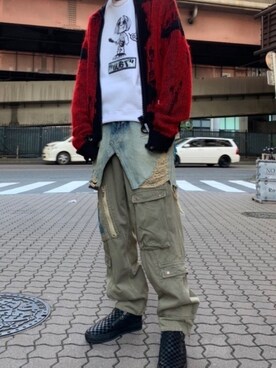 「グランジ、オーバーサイズ」｜「アイテム（トップス）」を使った、ゆうきさん（メンズ・174cm）の秋コーディネート