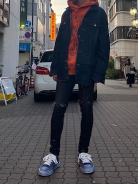 「ロイヤルフラッシュ」｜「アイテム（デニムジャケット）」を使った、ゆうきさん（メンズ・174cm）の秋コーディネート