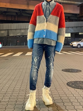 「Maison Kitsune（メゾンキツネ）のアイテム」を使った、ゆうきさん（メンズ・174cm）の冬コーディネート