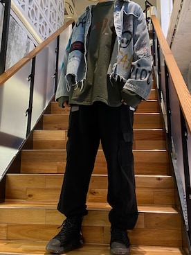 「ロイヤルフラッシュ」｜「アイテム（デニムジャケット）」を使った、ゆうきさん（メンズ・174cm）の冬コーディネート