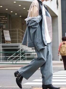 「ロイヤルフラッシュ」｜「アイテム（スラックス）」を使った、ゆうきさん（メンズ・174cm）の春コーディネート