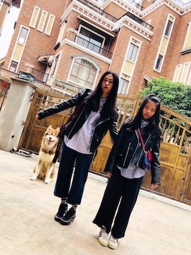 「LAP（ラップ）のアイテム（ライダースジャケット）」を使った、GJ-is-me_just-meさん（レディース・170cm）の秋コーディネート