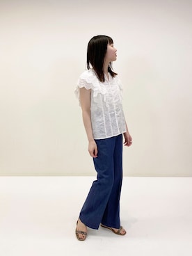 「ブラウス×デニム」｜nol kubotaさん（レディース・154cm）の春コーディネート