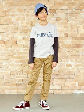 「KRIFF MAYER」｜「アイテム（ニットキャップ/ビーニー）」を使った、KRIFF MAYERさん（キッズ・136cm）の春コーディネート