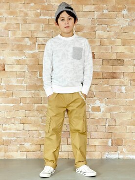 「KRIFF MAYER」｜「アイテム（ニットキャップ/ビーニー）」を使った、KRIFF MAYERさん（キッズ・136cm）の春コーディネート