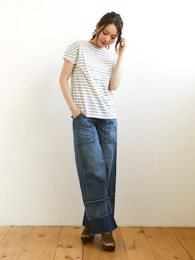 「KRIFF MAYER Lady's Collection（クリフメイヤーレディースコレクション）のアイテム（デニムパンツ）」を使った、KRIFF MAYERさん（レディース・163cm）の夏コーディネート