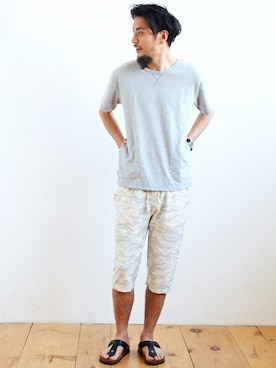 「KRIFF MAYER」｜「アイテム（ルームウェア）」を使った、KRIFF MAYERさん（メンズ・175cm）の夏コーディネート