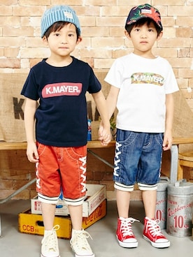「KRIFF MAYER（クリフメイヤー）のアイテム」を使った、KRIFF MAYERさん（キッズ・110cm）の夏コーディネート