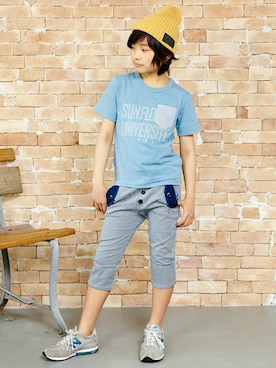 「KRIFF MAYER」｜「アイテム（ニットキャップ/ビーニー）」を使った、KRIFF MAYERさん（キッズ・142cm）の夏コーディネート
