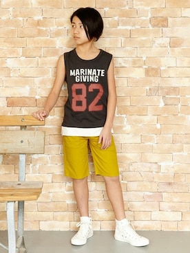 「CUB by KRIFF MAYER（カブバイクリフメイヤー）のアイテム」を使った、KRIFF MAYERさん（キッズ・145cm）の夏コーディネート