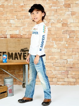 「袖プリント」｜「アイテム（キャップ）」を使った、KRIFF MAYERさん（キッズ・110cm）の夏コーディネート