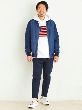 「KRIFF MAYER」｜「アイテム（スタジャン）」を使った、KRIFF MAYERさん（メンズ・173cm）の秋コーディネート