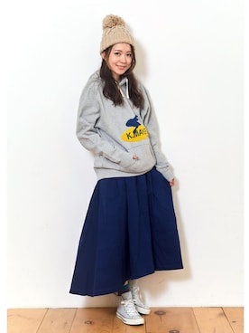 「KRIFF MAYER」｜「アイテム（ニットキャップ/ビーニー）」を使った、KRIFF MAYERさん（レディース・163cm）の秋コーディネート