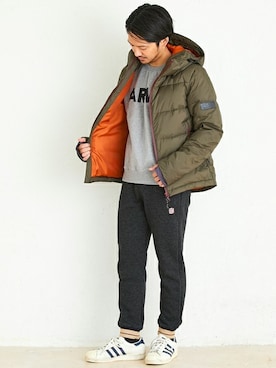 「KRIFF MAYER（クリフメイヤー）のアイテム（ダウンジャケット/コート）」を使った、KRIFF MAYERさん（メンズ・173cm）の冬コーディネート