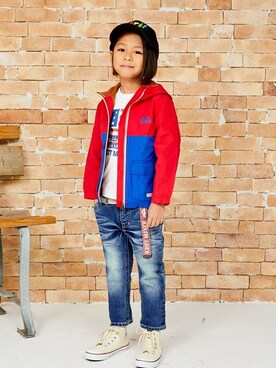 「KRIFF MAYER」｜「アイテム（ナイロンジャケット）」を使った、KRIFF MAYERさん（キッズ・116cm）の冬コーディネート