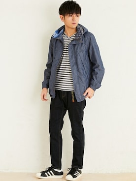 「KRIFF MAYER」｜「アイテム（マウンテンパーカー）」を使った、KRIFF MAYERさん（メンズ・180cm）の春コーディネート