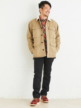 「KRIFF MAYER」｜「アイテム（ミリタリージャケット）」を使った、KRIFF MAYERさん（メンズ・173cm）の秋コーディネート