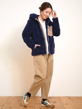 「ワッフルニット」｜「アイテム（その他アウター）」を使った、KRIFF MAYERさん（レディース・163cm）の秋コーディネート
