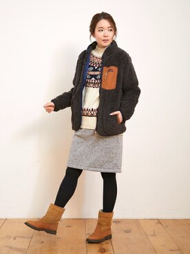 「KRIFF MAYER Lady's Collection（クリフメイヤーレディースコレクション）のアイテム（その他アウター）」を使った、KRIFF MAYERさん（レディース・163cm）の冬コーディネート