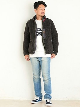 「KRIFF MAYER」｜「アイテム（スウェット）」を使った、KRIFF MAYERさん（メンズ・173cm）の冬コーディネート