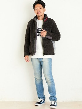 「KRIFF MAYER」｜「アイテム（スウェット）」を使った、KRIFF MAYERさん（メンズ・173cm）の冬コーディネート