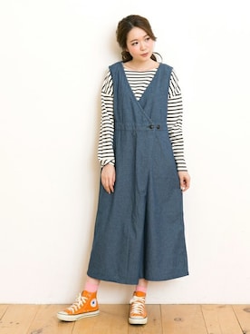 「カシュクール」｜「アイテム（サロペット/オーバーオール）」を使った、KRIFF MAYERさん（レディース・163cm）の春コーディネート