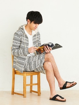 「KRIFF MAYER」｜「アイテム（ルームウェア）」を使った、KRIFF MAYERさん（メンズ・180cm）の夏コーディネート