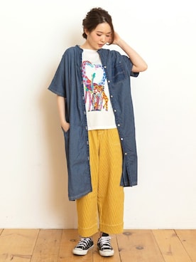 「KRIFF MAYER Lady's Collection（クリフメイヤーレディースコレクション）のアイテム（Tシャツ/カットソー）」を使った、KRIFF MAYERさん（レディース・163cm）の夏コーディネート