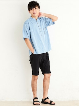 「KRIFF MAYER（クリフメイヤー）のアイテム（パンツ）」を使った、KRIFF MAYERさん（メンズ・180cm）の夏コーディネート