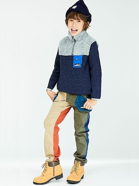 「シャギー」｜「アイテム（ニットキャップ/ビーニー）」を使った、KRIFF MAYERさん（キッズ・140cm）の秋コーディネート