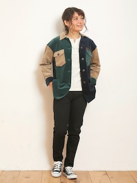 「シャツジャケット」｜「アイテム（チュニック）」を使った、KRIFF MAYERさん（レディース・158cm）の冬コーディネート