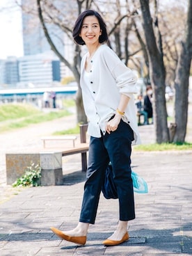 「KRIFF MAYER Lady's Collection（クリフメイヤーレディースコレクション）のアイテム（カーディガン/ボレロ）」を使った、KRIFF MAYERさん（レディース・163cm）の春コーディネート