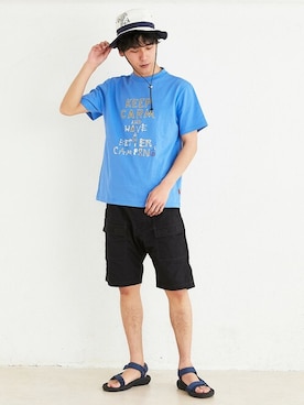 「KRIFF MAYER（クリフメイヤー）のアイテム（帽子）」を使った、KRIFF MAYERさん（メンズ・178cm）の夏コーディネート
