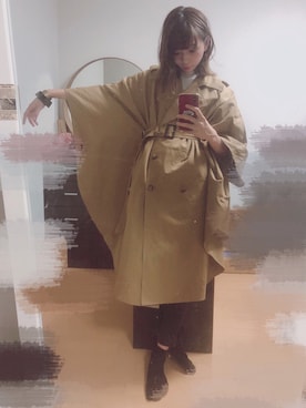 「CLANE（クラネ）のアイテム（トレンチコート）」を使った、鮫さん（レディース・165cm）の秋コーディネート